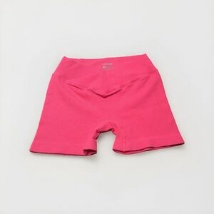 OQQ Seamless Hot Pink Ribbed Biker Shorts